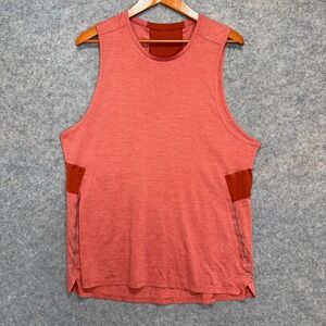 Lululemon Muscle Tank Top Shirt Mens Large Workout Gym Train Run Jog Orange Tee